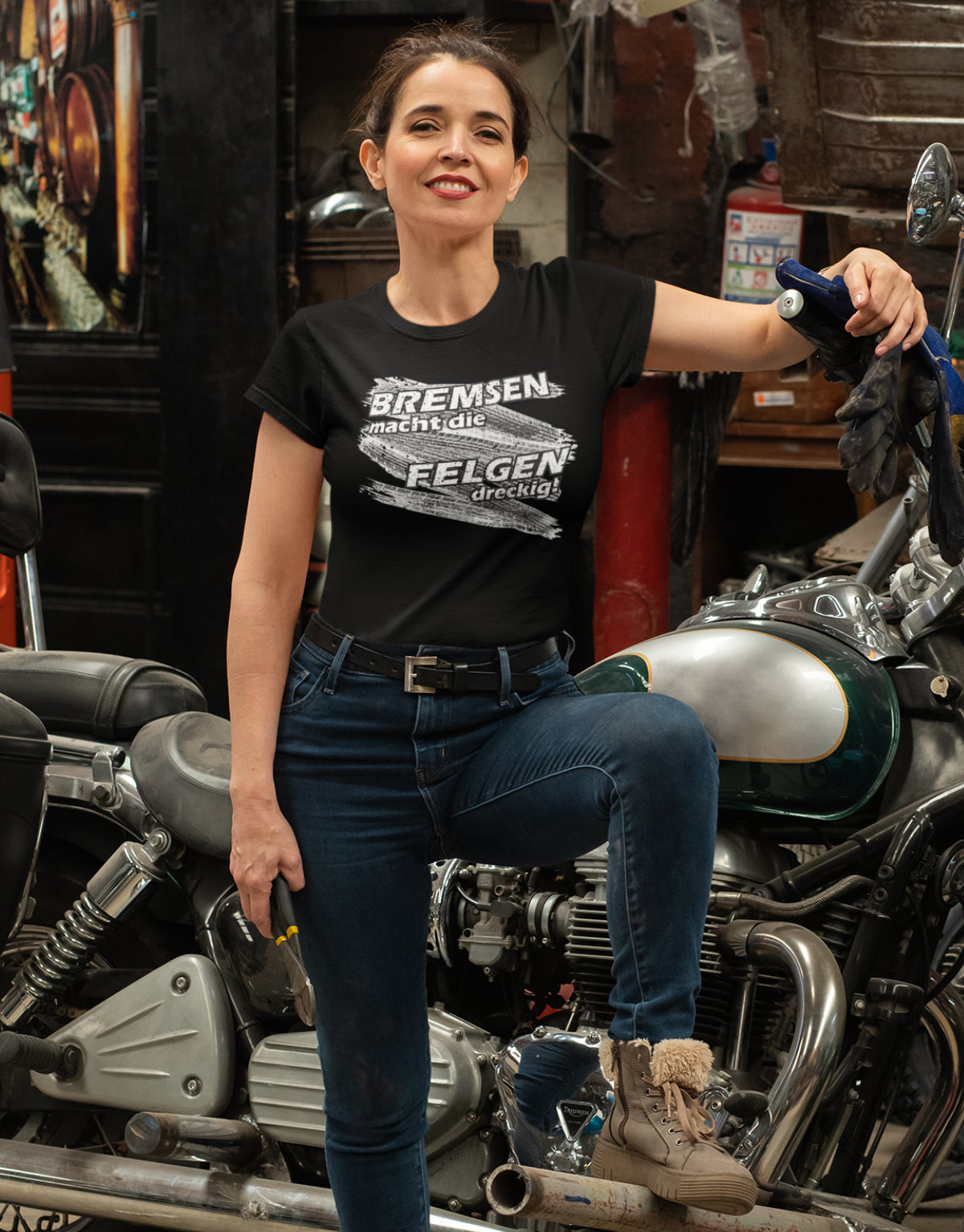 Sprüche FUN T-Shirt Damen - Bremsen macht die Felgen dreckig - DAS ORIGINAL