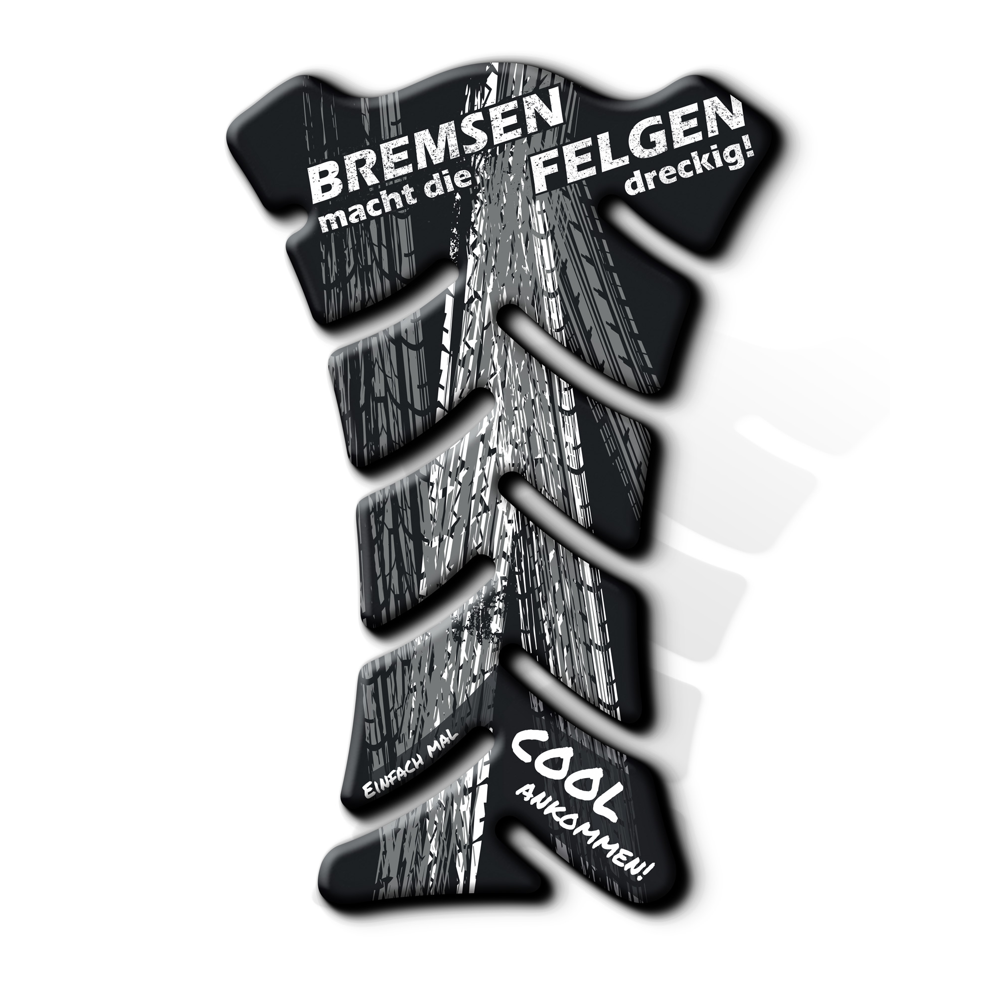 3D Motorrad Tankpad aus Kunstharz - Bremsen macht die Felgen dreckig