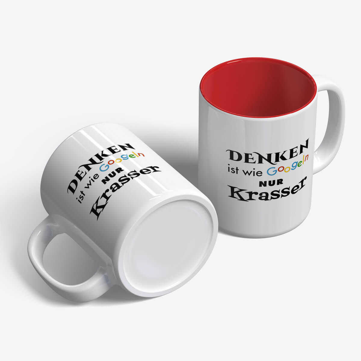 Lustige Tasse bedruckt mit Motiv Denken ist wie googeln